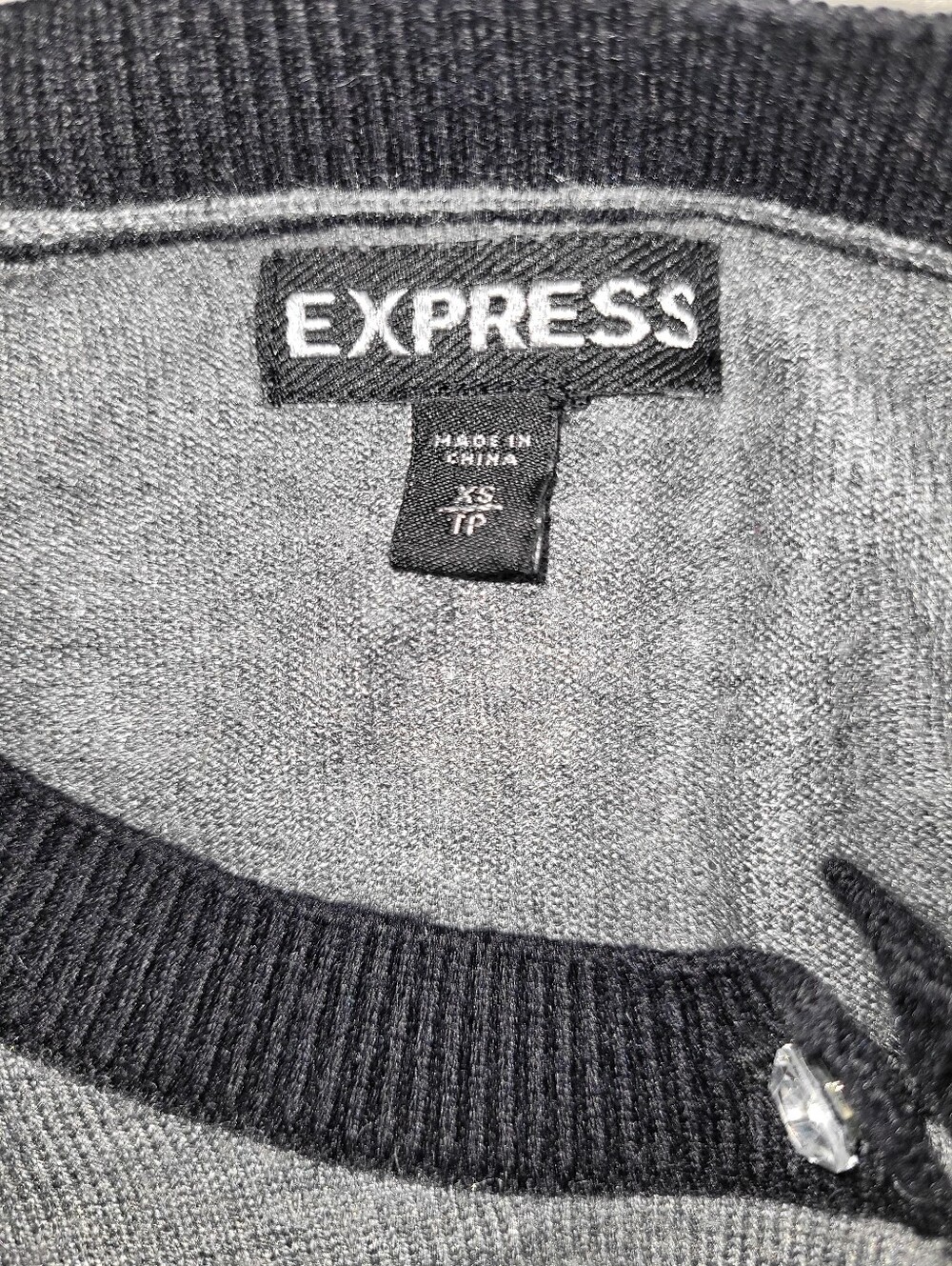 Express Diamond Rhinestone Button Colorblock Cardigan Sweater - Picture 5 of 6